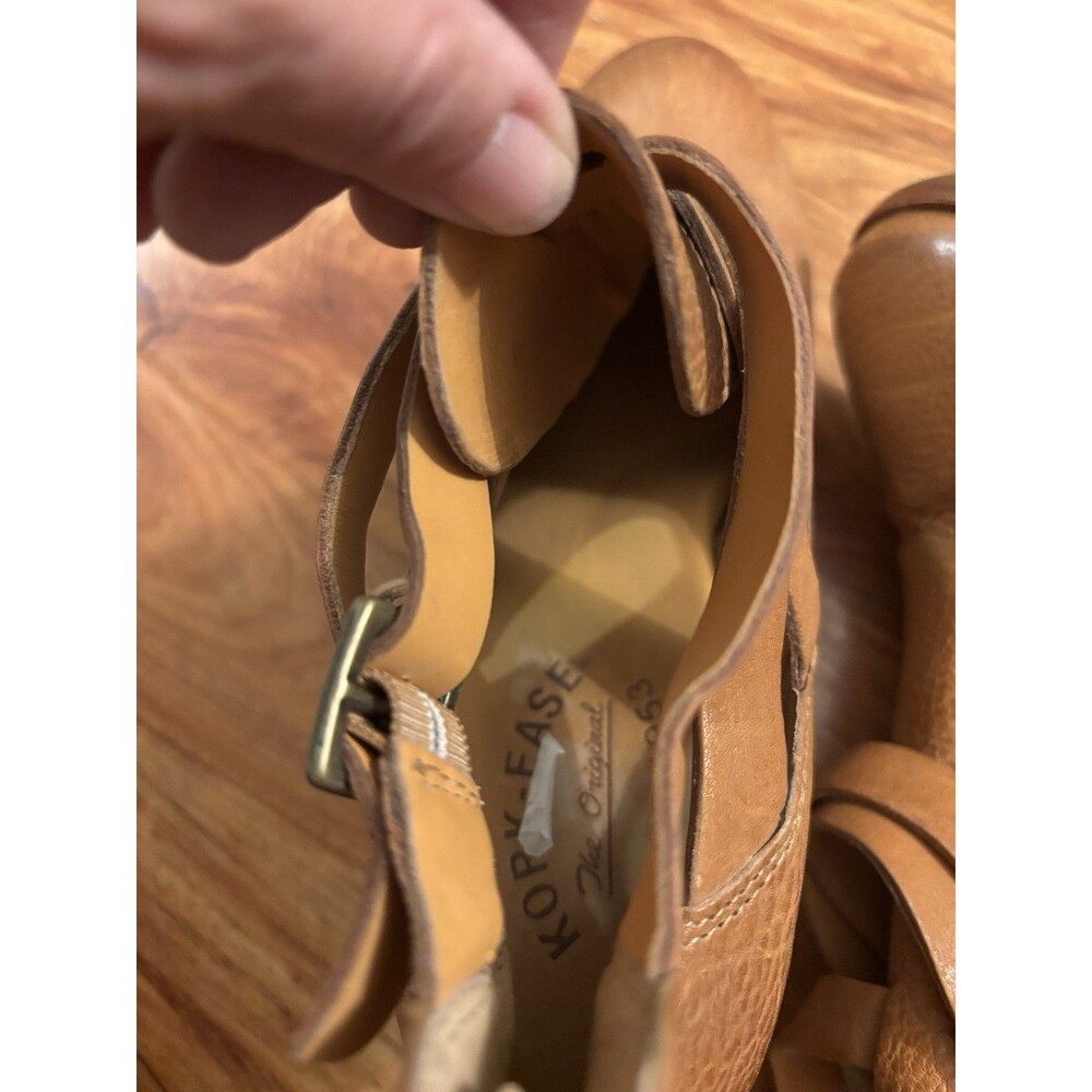 Boho Kork-Ease Leather Ankle Strap Wedge Booties Brown US 10 EU 42 Round Toe - Picture 13 of 15